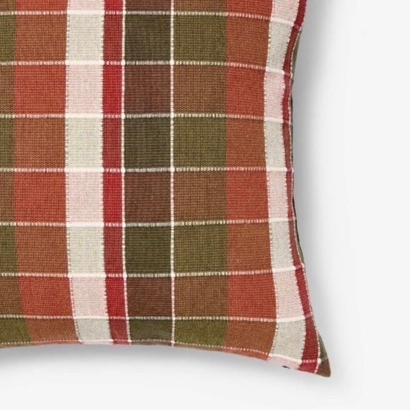 Oversized Woven Grid Square Throw Pillow Red/Green - Threshold Studio McGee - Picture 3 of 7